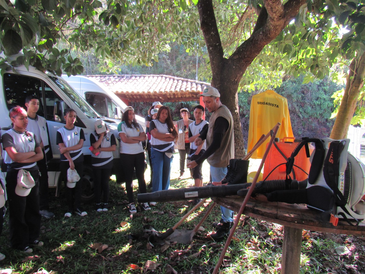 Grupo em trilha interpretativa na mata